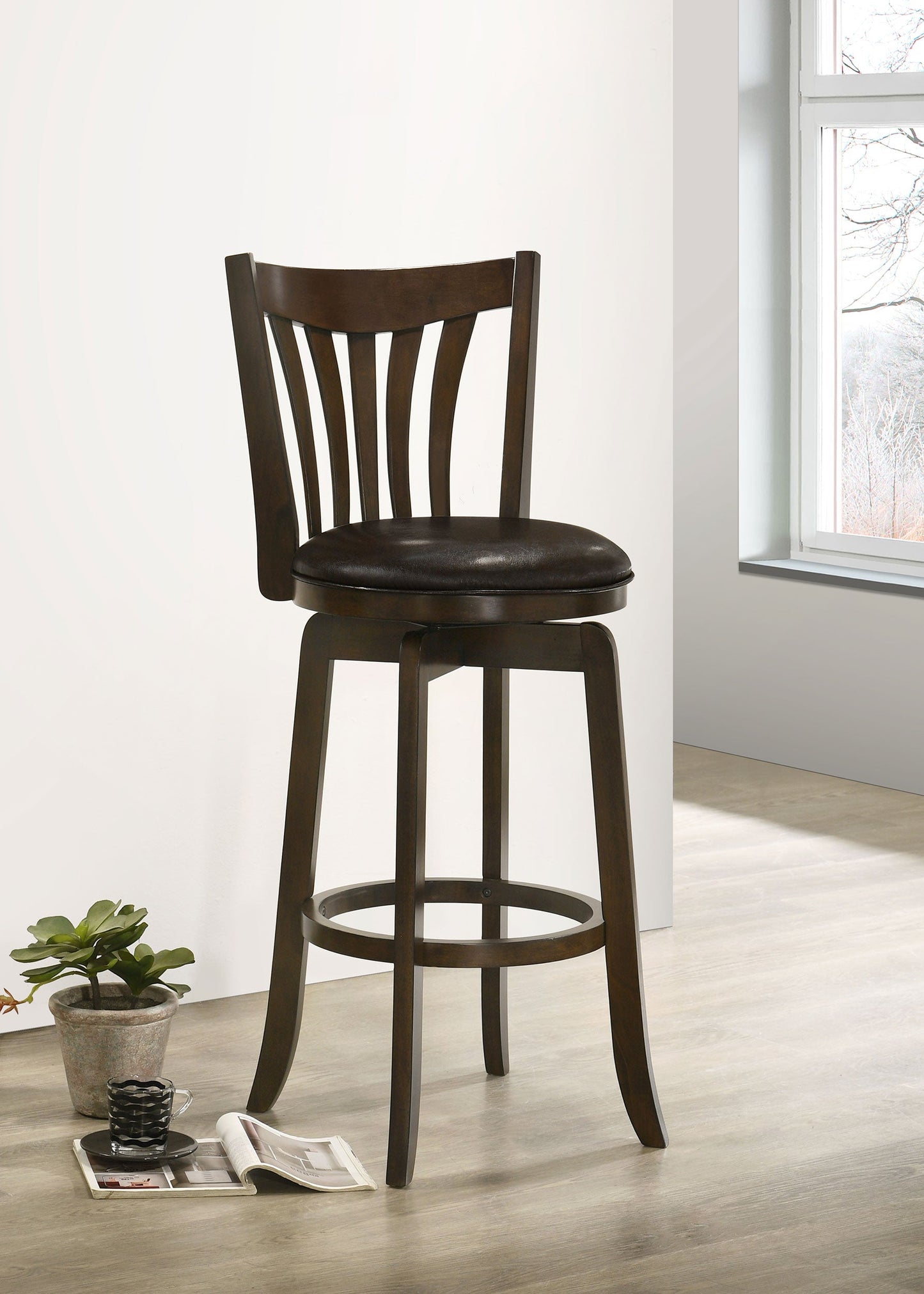 Lambert Wood Counter Height Swivel Bar Chair Dark Cherry