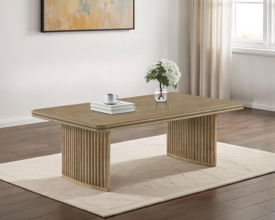 Halstead Rectangular Wood Coffee Table Distressed Light Brown