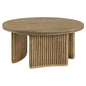 Halstead 36-inch Round Wood Coffee Table Distressed Light Brown