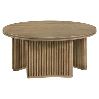 Halstead 36-inch Round Wood Coffee Table Distressed Light Brown